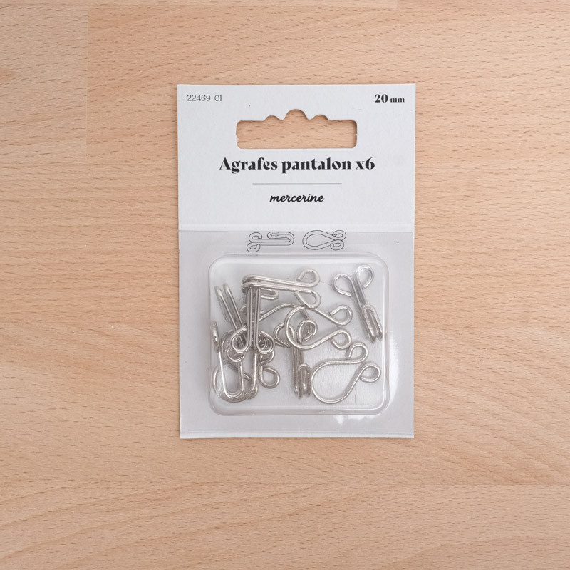 Broeksluiting met clip, 20 mm, vernikkeld